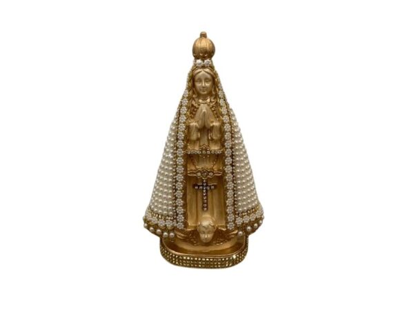 Nossa Senhora Aparecida Gesso Dourada Pérolas